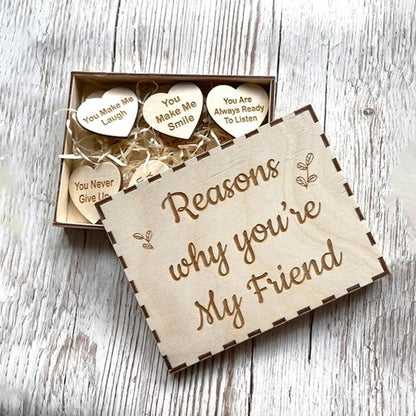 🎁Why You Are My Friend Wooden Box and Heart Tokens