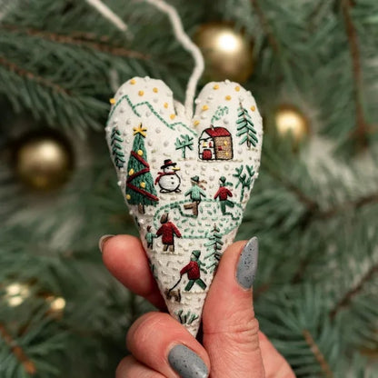 🎉Early Christmas Sale-49% Off🎅DIY Heart Shaped Hand Embroidered Christmas Ornament Kit