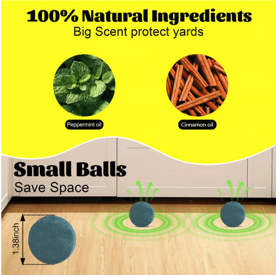 🐭Mouse & Rat Repellent Balls--Long-Lasting Peppermint Oil Formula——Safe for Pets & Kids